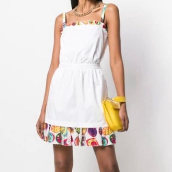 NWT Love Moschino Patches White Mini Ruffle Dress - Picture 1 of 16